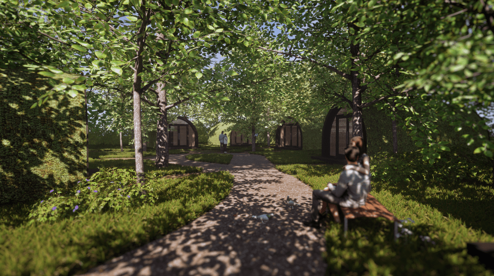 AvantGlamp at NEC Glamping Pods and Pathway
