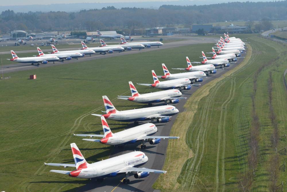 planes parked on runway because of covid