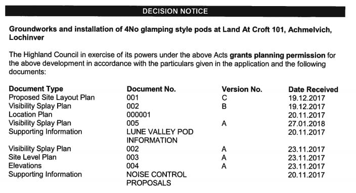 decision-notice-for-requirements-for-planning-permission-for-glamping-pods