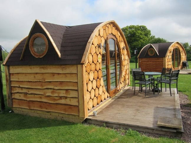 Glamping Pods with outdoor deck area and setting