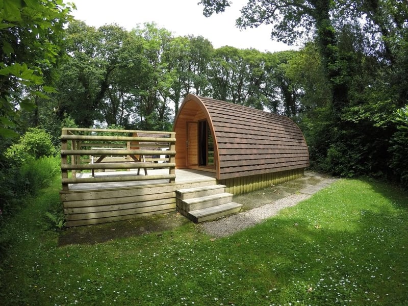 Glamping Pods with outdoor deck area and setting
