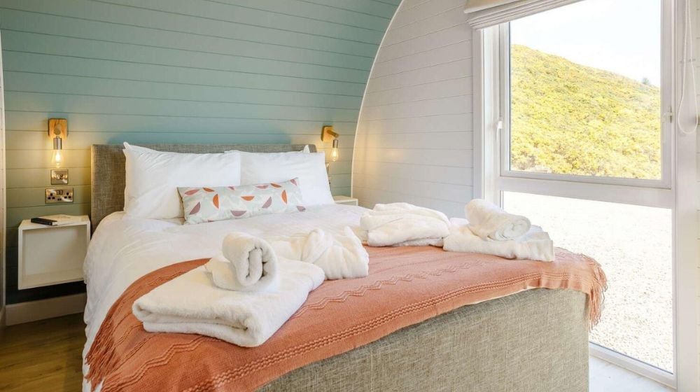 Glamping pod bedroom